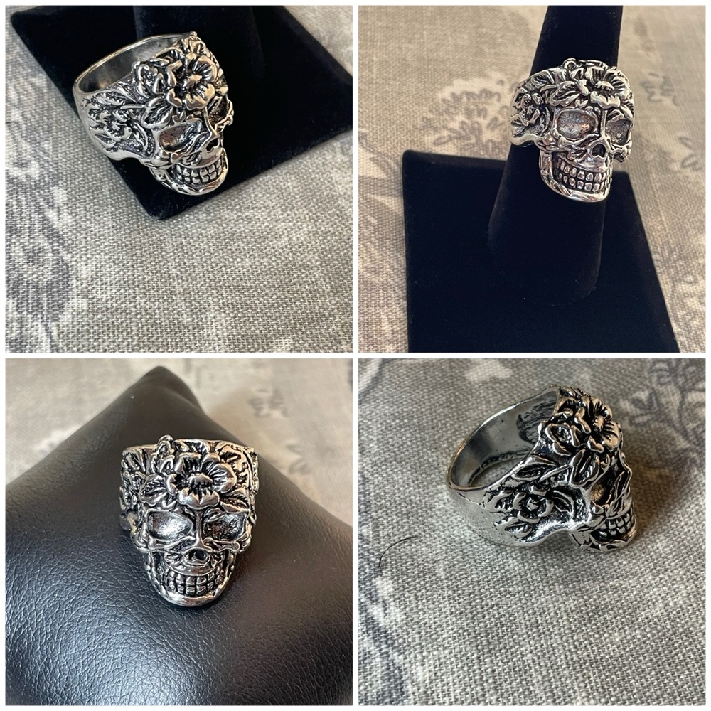 🔥💀Flower skull head ring